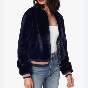 Mother denim faux fur bomber jacket